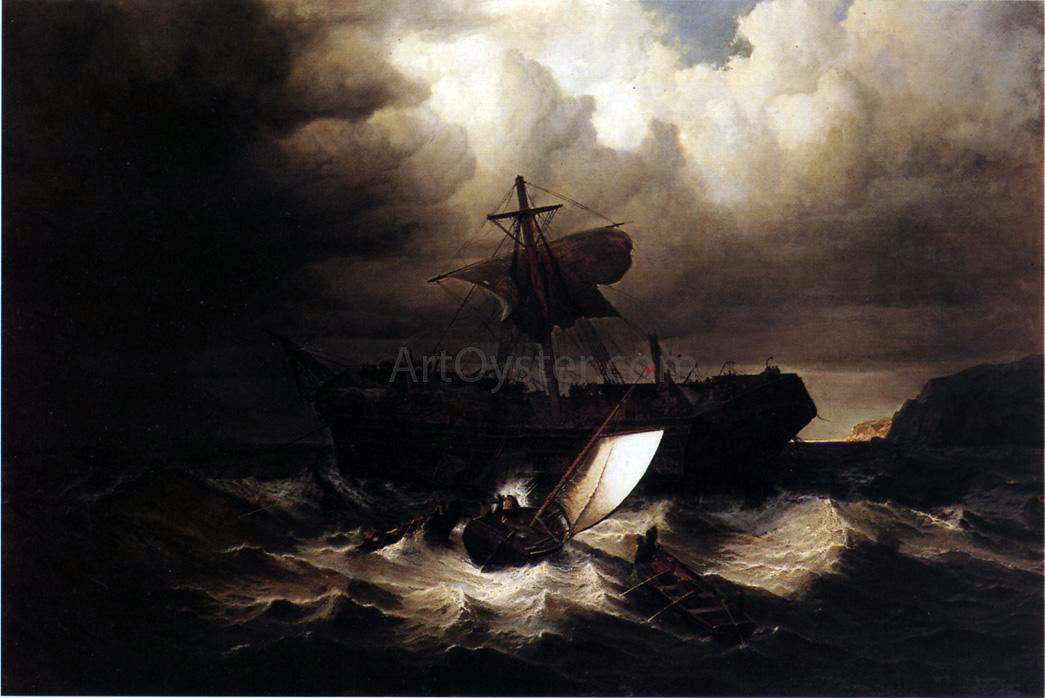  William Bradford Wreck of an Immigrant Ship off the Cost of New England - Canvas Print