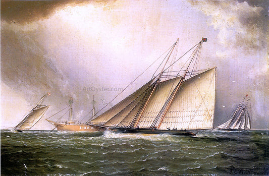  James E Buttersworth Yachts Rounding the Nore Light Ship in the English Channel - Canvas Print