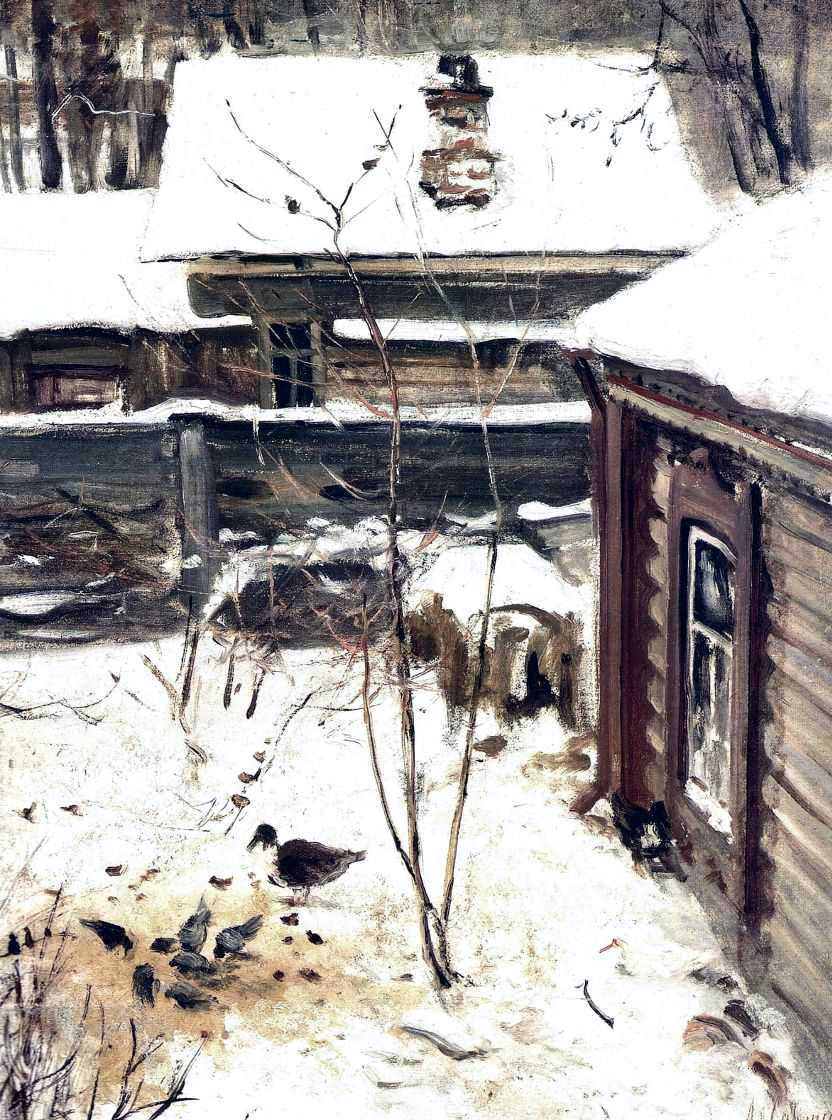  Alexei Kondratevich Savrasov A Yard, Winter - Canvas Print