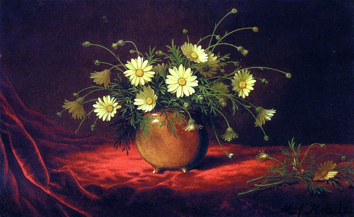  Martin Johnson Heade Yellow Daisies in a Bowl - Canvas Print