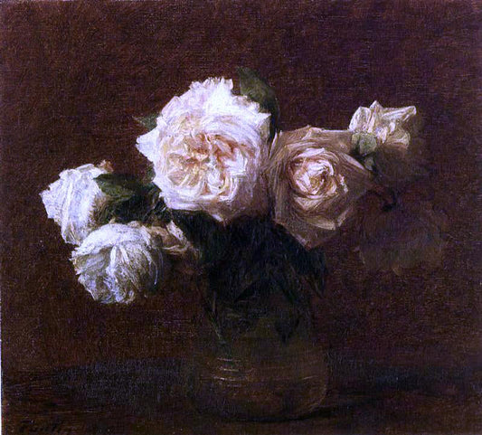 Henri Fantin-Latour Yellow Pink Roses in a Glass Vase - Canvas Print
