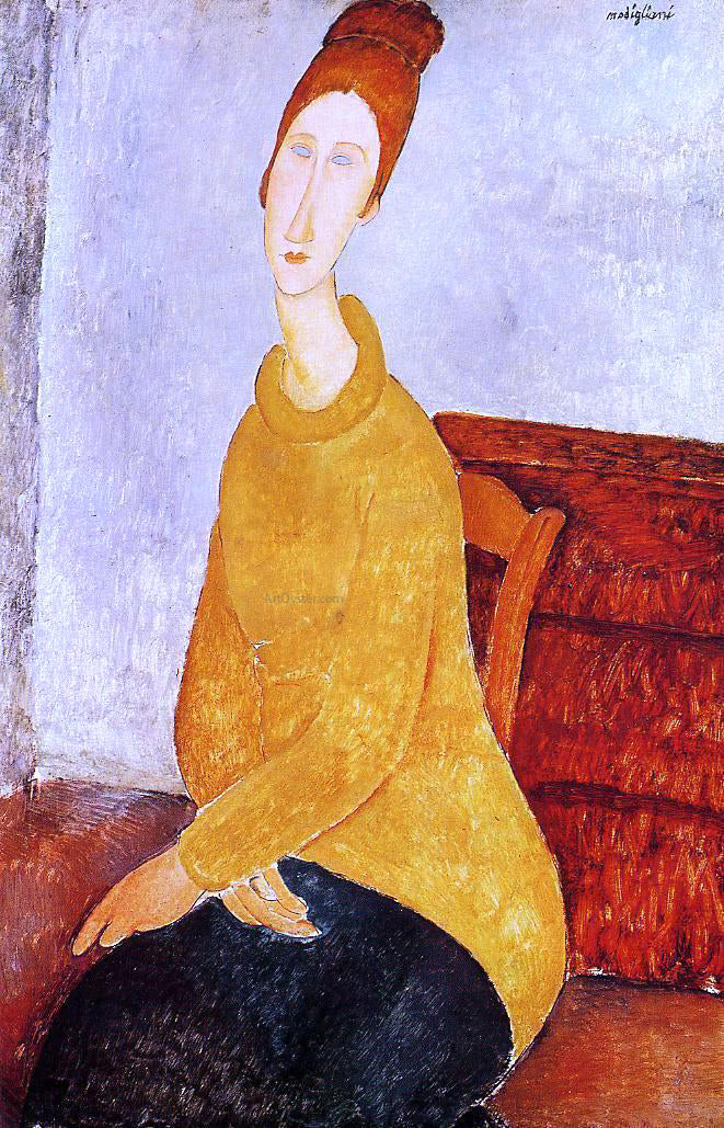  Amedeo Modigliani Yellow Sweater (also known as Portrait of Jeanne Hebuterne) - Canvas Print