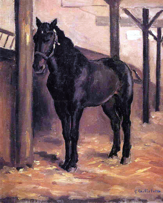  Gustave Caillebotte Yerres, Dark Bay Horse in the Stable - Canvas Print