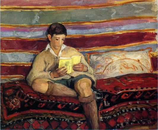  Henri Lebasque Young Boy Reading - Canvas Print