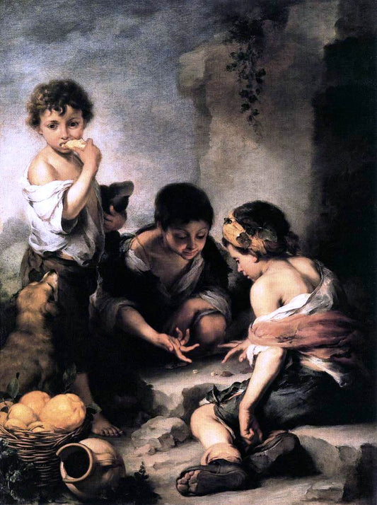  Bartolome Esteban Murillo Young Boys Playing Dice - Canvas Print