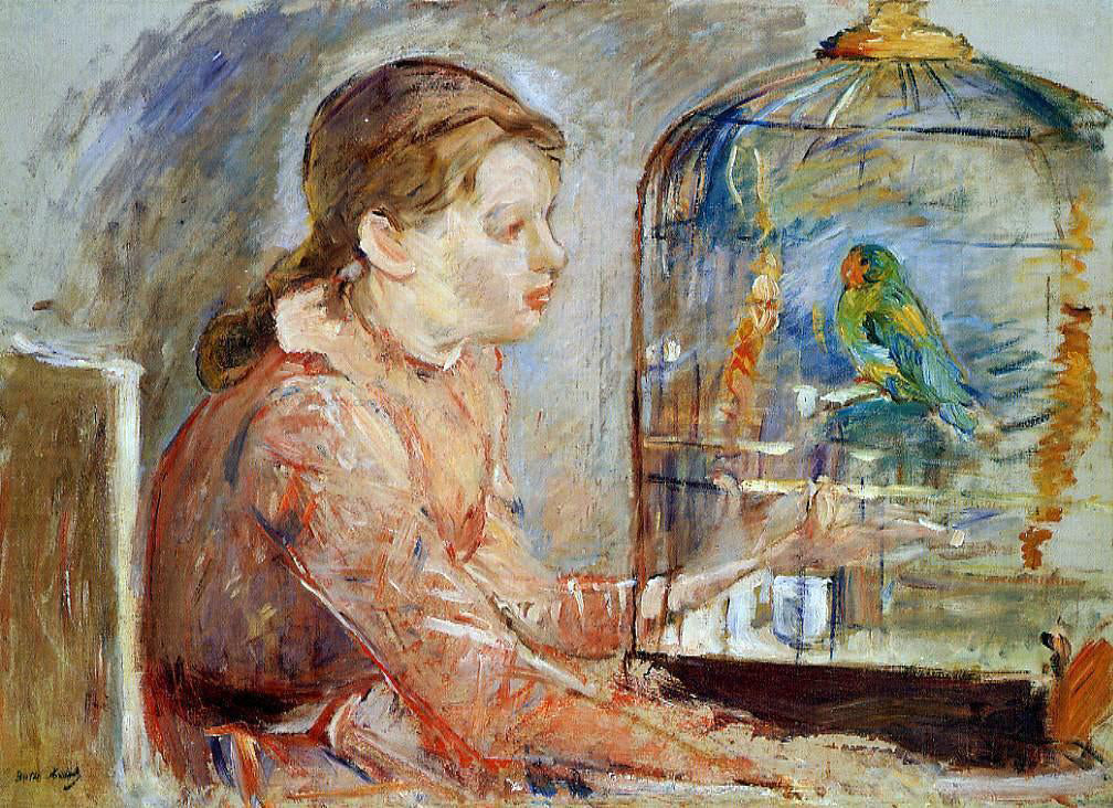  Berthe Morisot Young Girl and the Budgie - Canvas Print