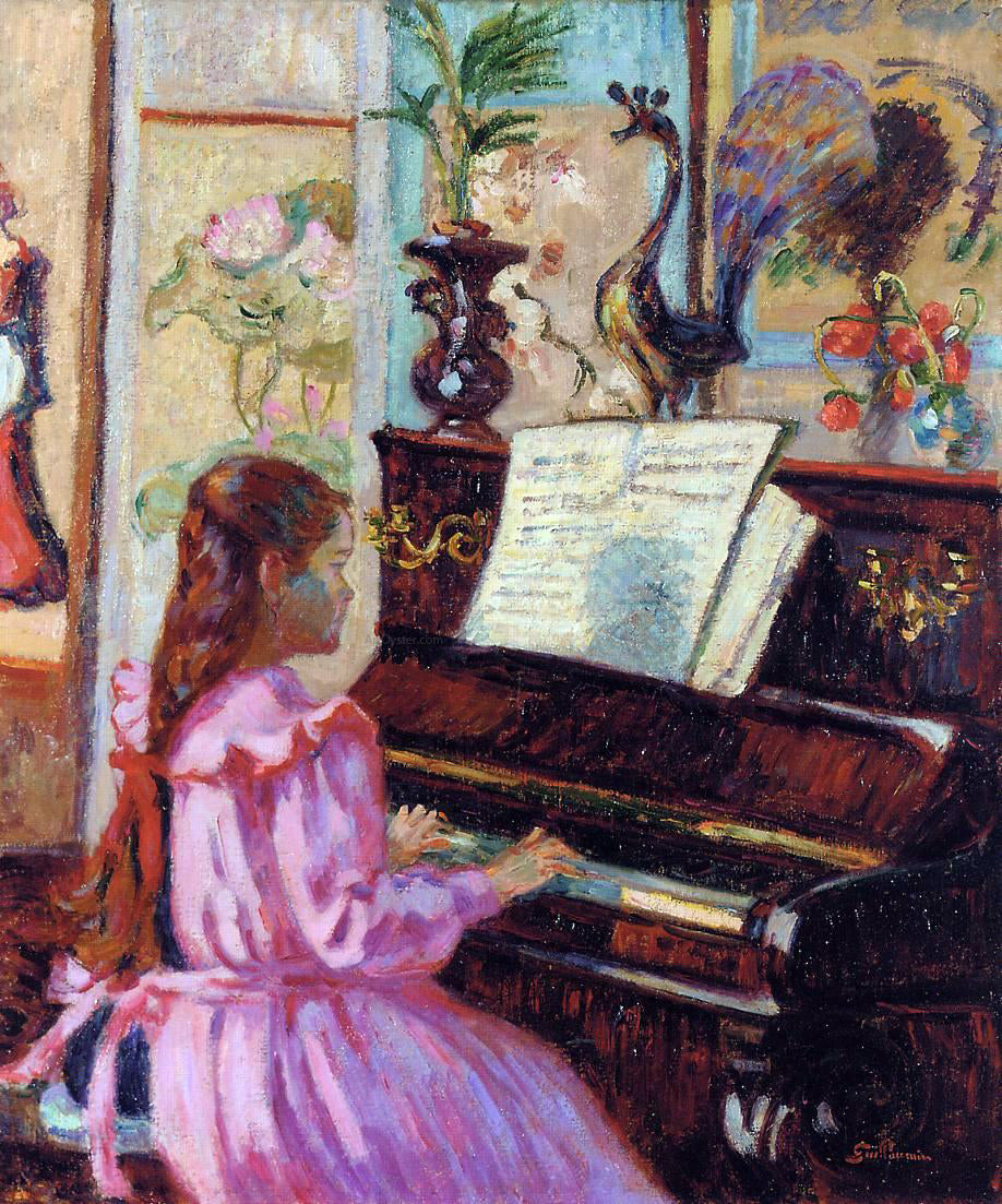  Armand Guillaumin Young Girl at the Piano - Canvas Print