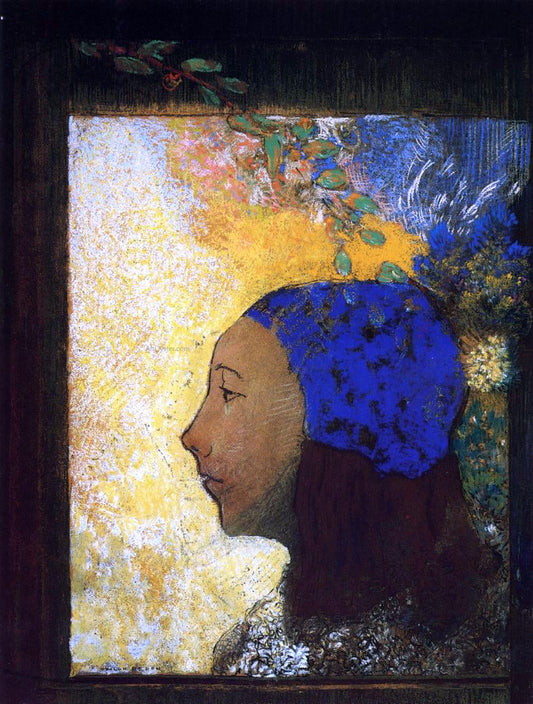  Odilon Redon Young Girl in a Blue Bonnet - Canvas Print