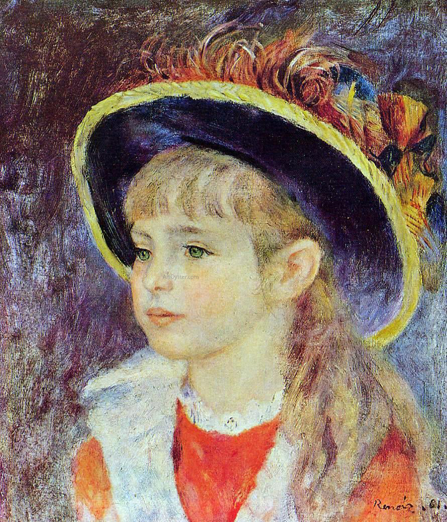  Pierre Auguste Renoir A Young Girl in a Blue Hat - Canvas Print