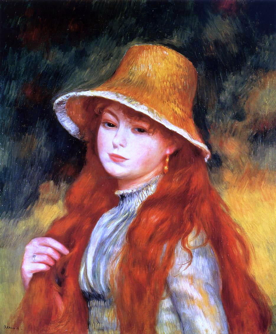  Pierre Auguste Renoir Young Girl in a Straw Hat - Canvas Print