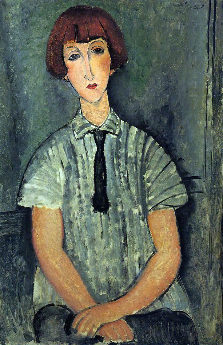  Amedeo Modigliani Young Girl in a Striped Blouse - Canvas Print