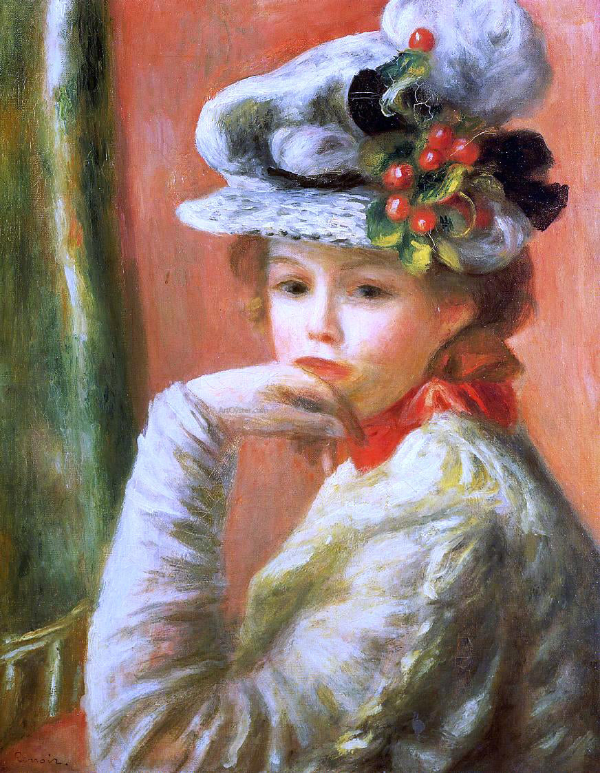  Pierre Auguste Renoir Young Girl in a White Hat - Canvas Print