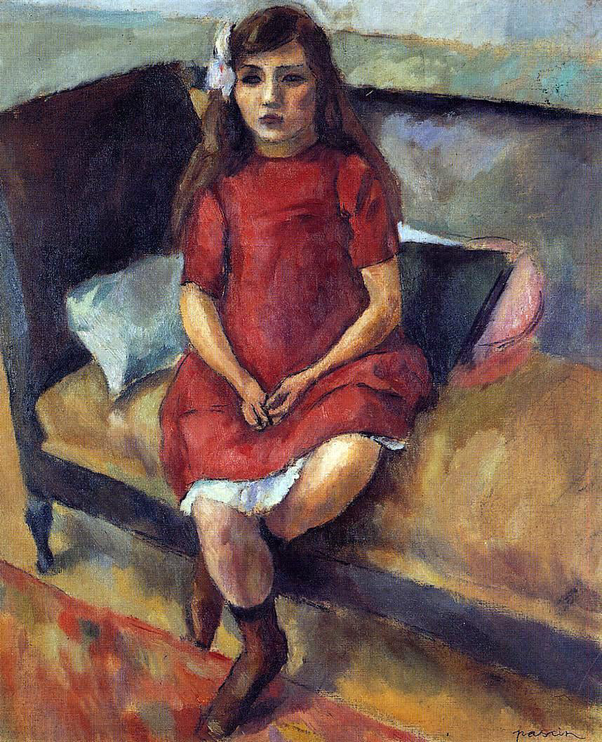  Jules Pascin Young Girl in Red - Canvas Print