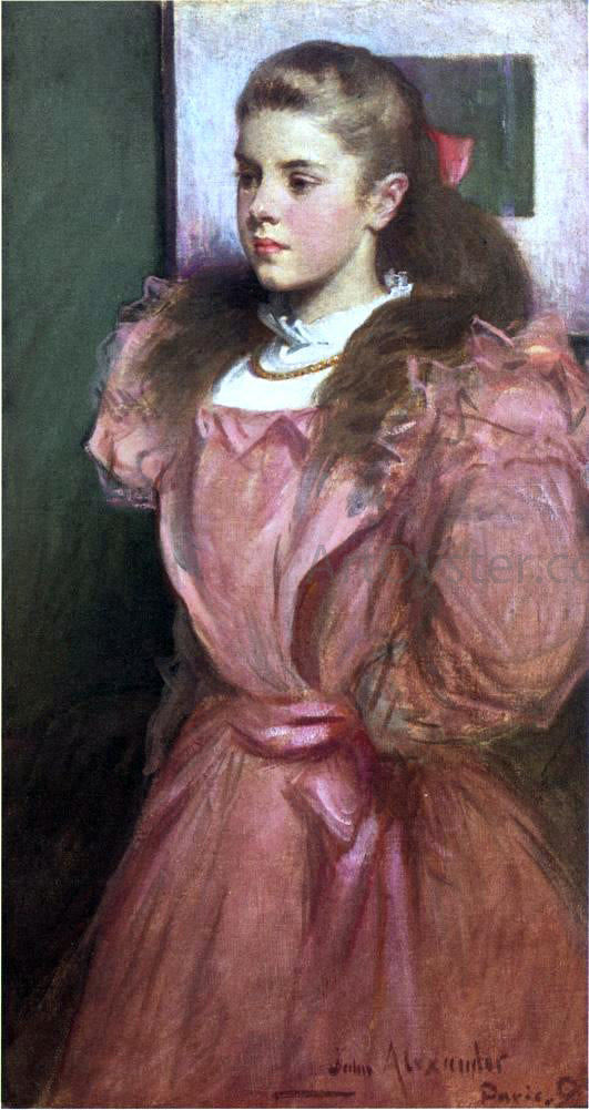 John White Alexander Young Girl in Rose (also known as Portrait of Eleanora Randolph Sears) - Canvas Print