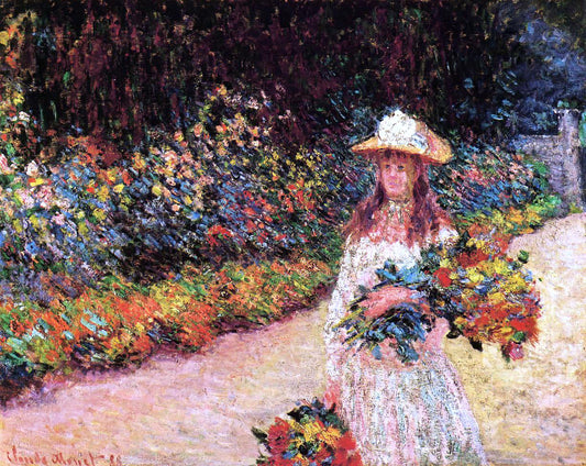 Claude Oscar Monet A Young Girl in the Garden at Giverny - Canvas Print