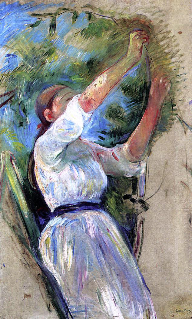  Berthe Morisot Young Girl Picking Cherries - Canvas Print