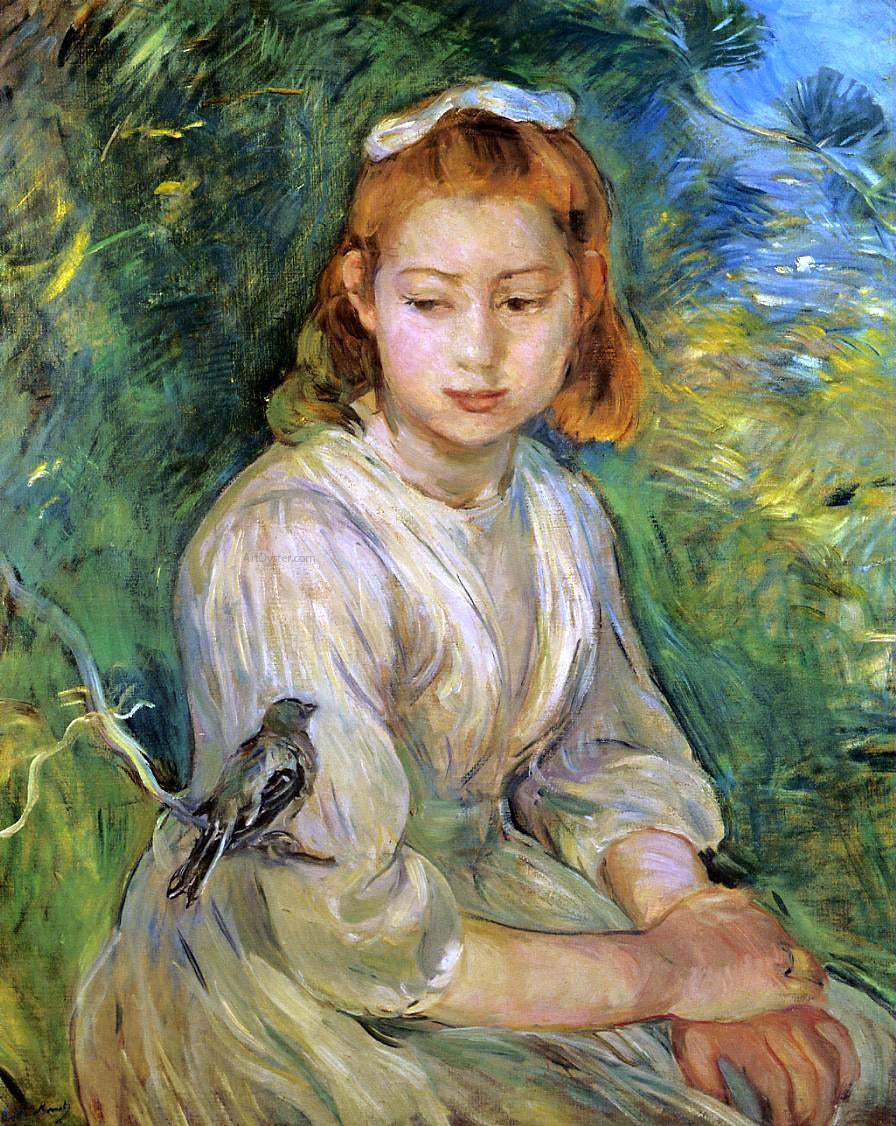  Berthe Morisot Young Girl with a Bird - Canvas Print