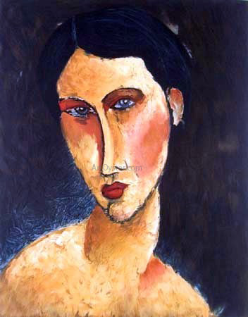  Amedeo Modigliani Young Girl with Blue Eyes (also known as Jeune femme aux yeux bleus) - Canvas Print