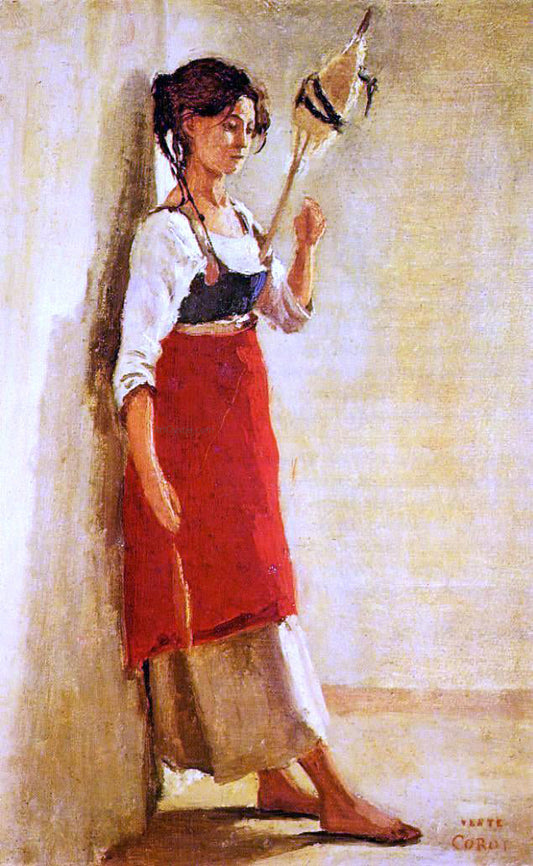  Jean-Baptiste-Camille Corot Young Italian Woman from Papigno with Her Spindle - Canvas Print
