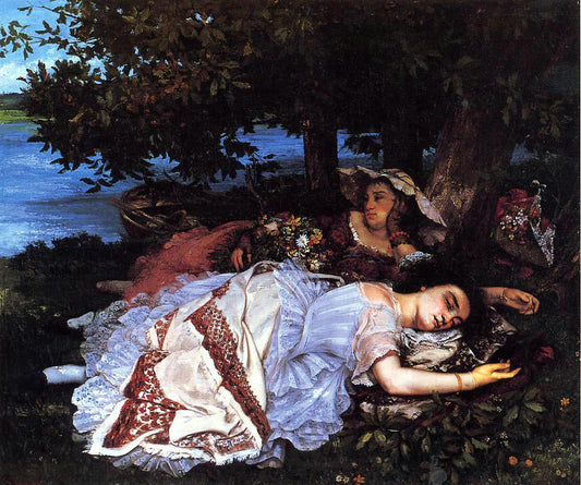  Gustave Courbet Young Ladies on the Banks of the Seine (also known as Summer) - Canvas Print