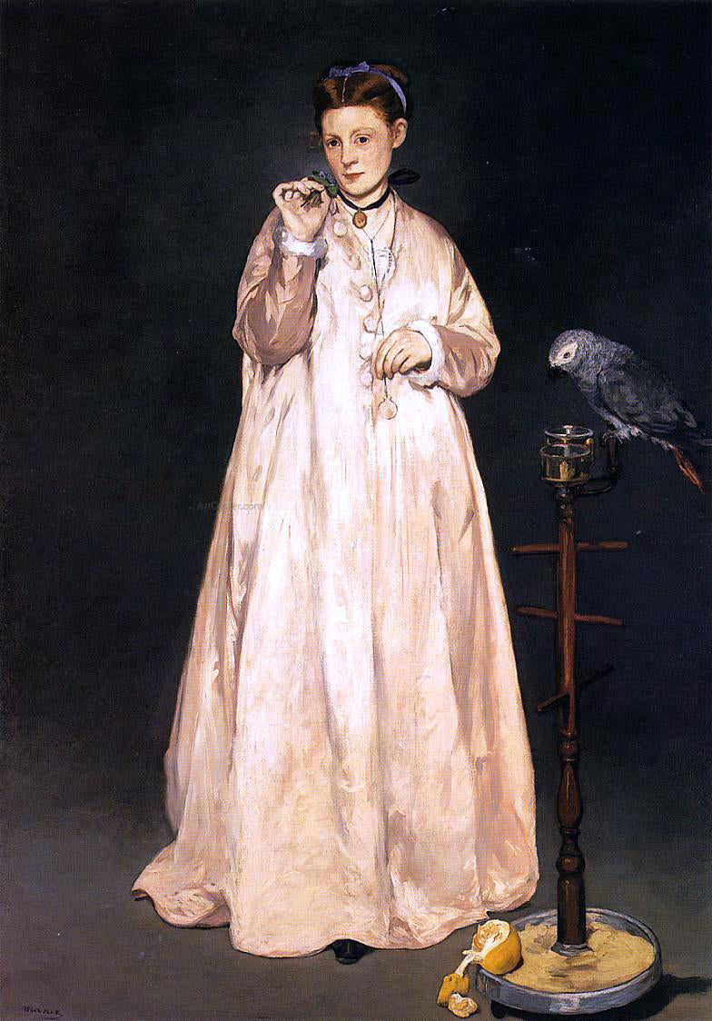  Edouard Manet Young Lady with a Parrot - Canvas Print