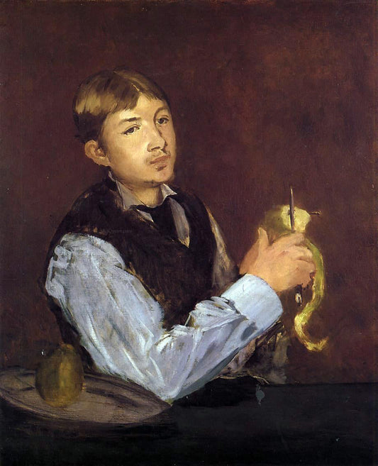  Edouard Manet Young Man Peeling a Pear (also known as Portrait of Leon Leenhoff) - Canvas Print