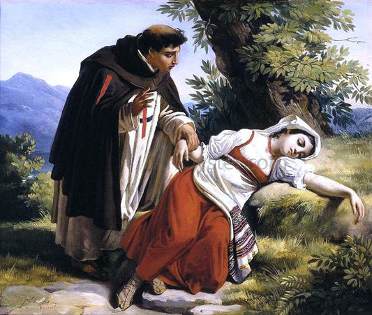  Louis-Leopold Robert Young Monk Waking a Roman Peasant Girl - Canvas Print