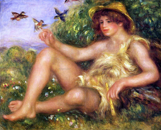  Pierre Auguste Renoir Young Shepherd in Repose (also known as Alexander Thurneysson) - Canvas Print