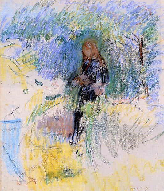  Berthe Morisot Young Woman Holding a Dog in Her Arms - Canvas Print