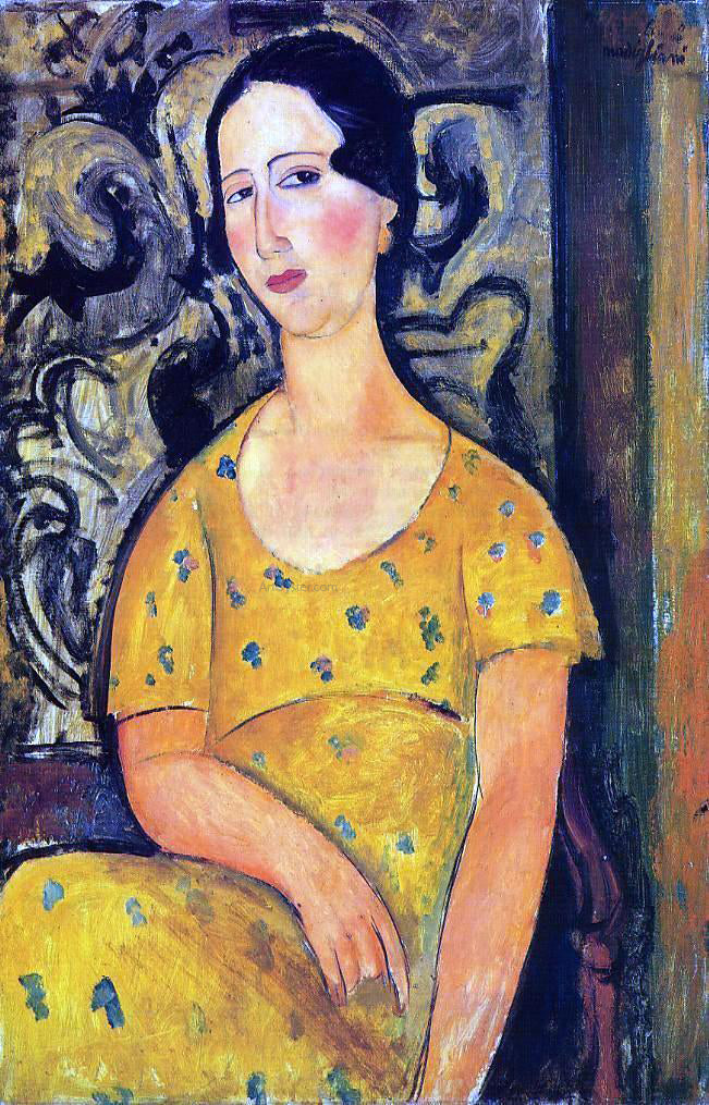 Amedeo Modigliani Young Woman in a Yellow Dress (also known as Madame Modot) - Canvas Print