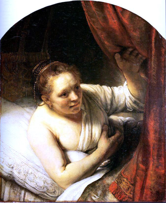  Rembrandt Van Rijn Young Woman in Bed (also known as Sarah Waiting for Tobias) - Canvas Print