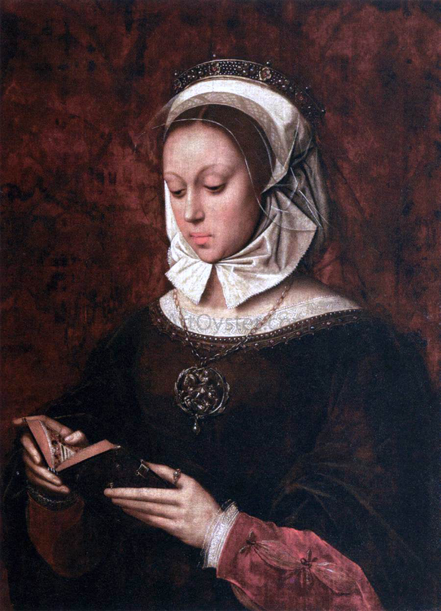  Ambrosius Benson Young Woman in Orison Reading a Book of Hours - Canvas Print