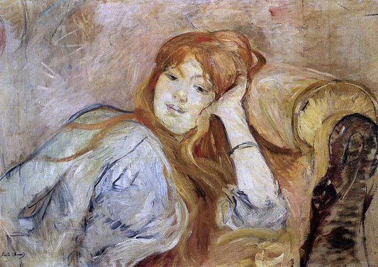  Berthe Morisot Young Woman Leaning on Her Elbow - Canvas Print