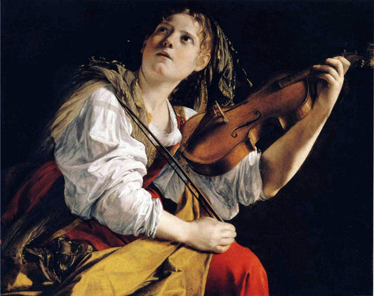  Orazio Gentileschi Young Woman Playing a Violin - Canvas Print