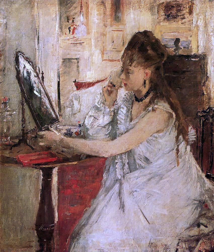  Berthe Morisot Young Woman Powdering Her Face - Canvas Print