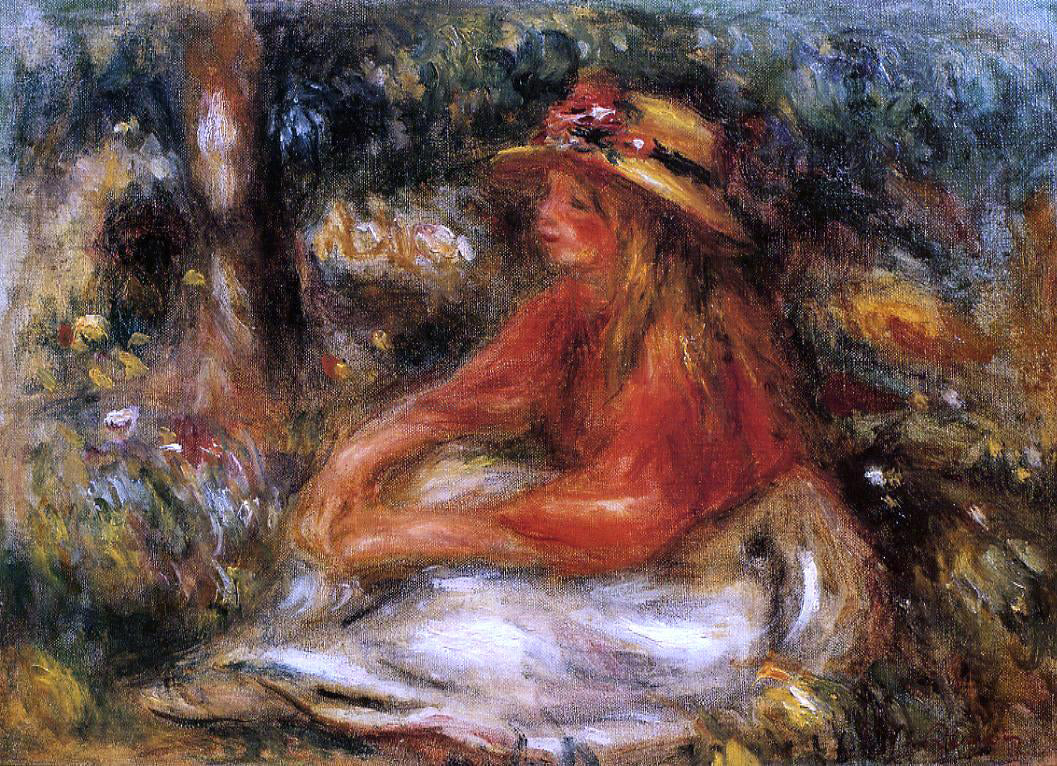  Pierre Auguste Renoir Young Woman Seated on the Grass - Canvas Print