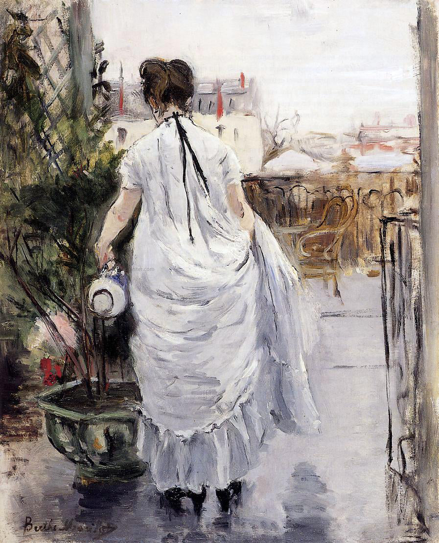  Berthe Morisot Young Woman Watering a Shrub - Canvas Print