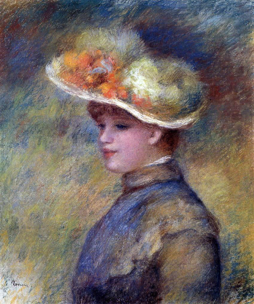  Pierre Auguste Renoir Young Woman Wearing a Hat - Canvas Print