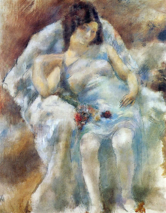  Jules Pascin Zinah with Flowers - Canvas Print